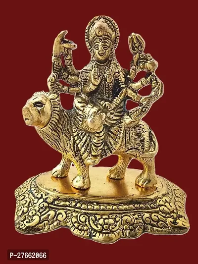 Metal Base Durga Mata Rani Idol Sherawali Mata Golden Source Of  Positive Energy Home Tample Decorate And Showpiece Worship In Tample