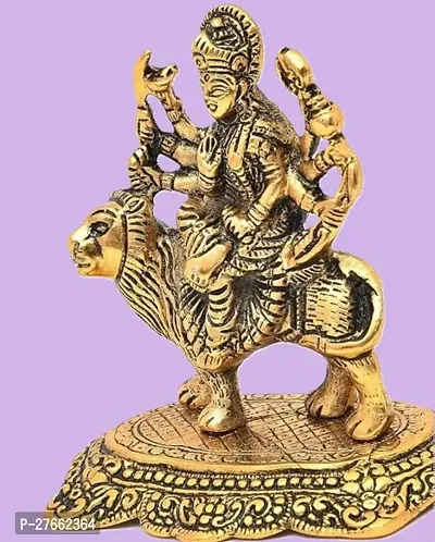 Height 4.5 Inch Lord Mata Durga Devi Home Tample Metal Base Durga Mata Rani Its Golden Colour Showpiece And Car Dashboard Worship In Home Tample-thumb0
