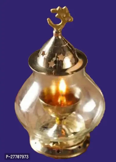 Akhand Diya Diyas Decorative Brass Crystal Oil Lamp, Diwali Decoration Item Home Tample  Pooja Diya For Mandir-thumb0