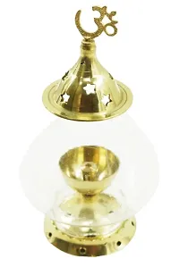 Medium Size Diya Akhand Diya Jyoti Diya Brass Diya 7 Inch Height Diya Decor Diya Pooja Ghar And Mandir Akhand Diya With Curved  Glass Diya-thumb1