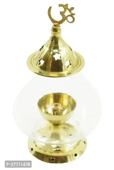 Medium Size Diya Akhand Diya Jyoti Diya Brass Diya 7 Inch Height Diya Decor Diya Pooja Ghar And Mandir Akhand Diya With Curved  Glass Diya-thumb2