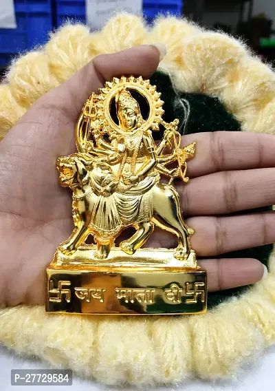 Golden Durga Mata Idol Flat Durga Mata 4 Inch  length  Durga Mata  Diwali And Navratri Poojan Home Decor And Showpiece Car Dasboard-thumb3