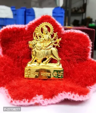 Metal Flate Durga Maa Idol Durga Mata Golden Durga Mata Home Decor  And Showpiece  Home Tample Car Dash Board Office Desk Occasion Like Diwali Navratri-thumb0