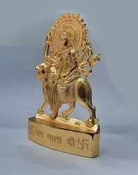 Metal Flate Durga Maa Idol Durga Mata Golden Durga Mata Home Decor  And Showpiece  Home Tample Car Dash Board Office Desk Occasion Like Diwali Navratri-thumb1