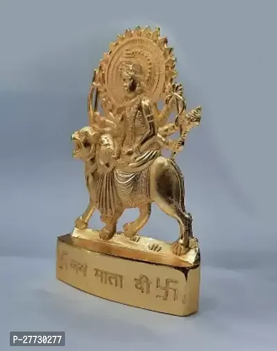 Metal Flate Durga Maa Idol Durga Mata Golden Durga Mata Home Decor  And Showpiece  Home Tample Car Dash Board Office Desk Occasion Like Diwali Navratri-thumb2