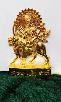 Metal Flate Durga Maa Idol Durga Mata Golden Durga Mata Home Decor  And Showpiece  Home Tample Car Dash Board Office Desk Occasion Like Diwali Navratri-thumb2