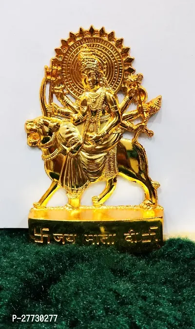 Metal Flate Durga Maa Idol Durga Mata Golden Durga Mata Home Decor  And Showpiece  Home Tample Car Dash Board Office Desk Occasion Like Diwali Navratri-thumb3