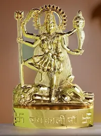 Golden Flate Kali Mata Murti Kali Maa Statue Maa Kali Murti Metal Decor Living Room Showpiece Car dashboard Home Tample  Office Desk-thumb2