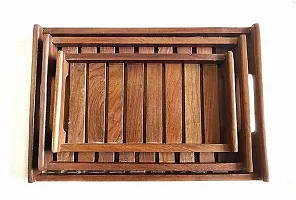 Wooden Tray For Serving Pack Of 3-thumb1