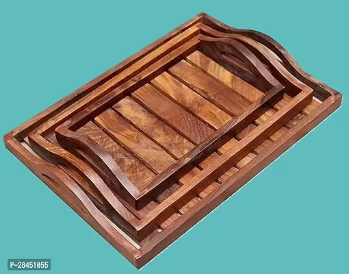 Wooden Tray For Serving Pack Of 3