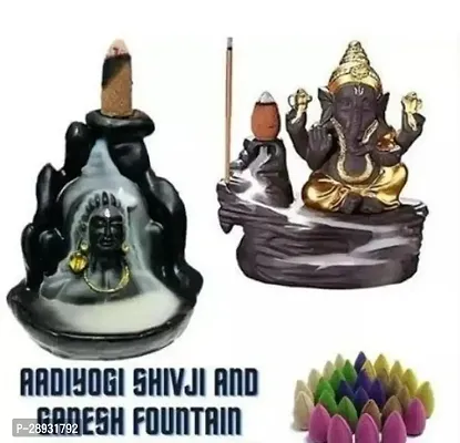 Combo of Lord Shiva and Lord Ganesh Backflow Fountain Statue with 20 Backflow Sticks