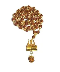 HARIDWAR DIVINE Mahakal Locket with Rudraksha Mala, Golden Om Trishul Damru Pendant With Rudraksha Bracelet  For Men's  And Women's-thumb1