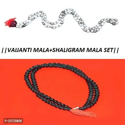 HARIDWAR DIVINE  Vaijanti Mala With  Shaligram mala Hand-Tied Knots Between Each Bead for Pooja, Astrology-thumb0