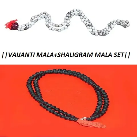 HARIDWAR DIVINE Vaijanti Mala With Shaligram mala Hand-Tied Knots Between Each Bead for Pooja, Astrology