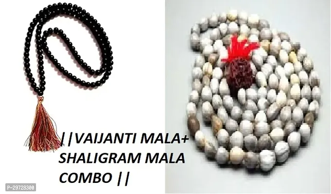 HARIDWAR DIVINE Vaijanti  Mala  With  Shaligram  Mala Original 108+1 Beads for Wearing/Jaap | Natural  Certified