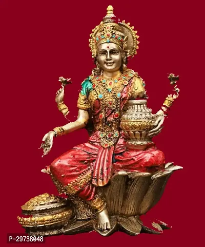 HARIDWAR DIVINE Polyresin Goddess Shree Maha Lakshmi Laxmi Devi MATA Showpiece Idol Multi Color (1 Piece)