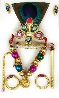 Thakur Ji Idol With Laddu Gopal  Ji Poshak , Shringar Mala Set  { Size - 1 }-thumb1