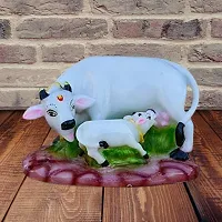 Polyresin White Kamdhenu Cow and Calf Statue  Statue for Goodluck-thumb2