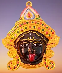 HARIDWAR DIVINE    Metal Goddess Durga Face Wall Hanging Sculpture Hindu Religious Maa Kali Mask (multi colour)-thumb1