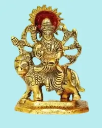 HARIDWAR DIVINE Metal Goddess Maa Durga Devi Statue Sherawali MATA Idol, Multicolor Pooja,Decor Your Home, 1 Piece-thumb2