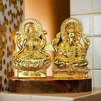 HARIDWAR DIVINE Lakshmi Ganesha murti Idol Set for Diwali,Decoration, Metal Laxmi Swastik Ganesh Statue Car Dashboard,Golden-thumb1