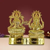 HARIDWAR DIVINE Lakshmi Ganesha murti Idol Set for Diwali,Decoration, Metal Laxmi Swastik Ganesh Statue Car Dashboard,Golden-thumb2