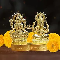 HARIDWAR DIVINE Gold Plated Laxmi Ganesh Idol Showpiece,Metal Lakshmi Ganesh Statue for Diwali,Home Deacute;cor, Golden-thumb1