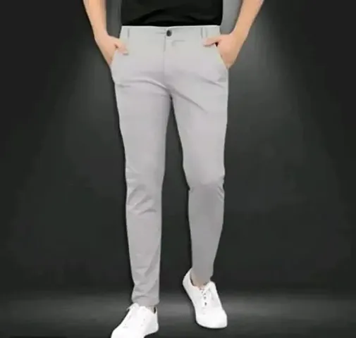 Trendy Nylon Solid Casual Trouser For Men