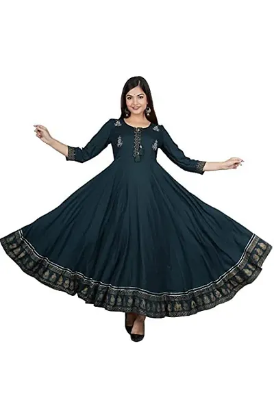 Stylish Rayon Anarkali Embroidered Kurta