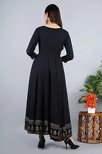 D S Enterprises Womens Border Embroidered Rayon Anarkali Kurta Gown/Embroidered Anarkali Kurta for Wedding/Solid Anarkali Kurta for Women/Flared Anarkali Gown for Women Brown-thumb2