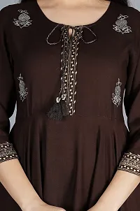 Women's Embroidered Rayon Anarkali Kurta|Gown for Women|Flared Kurta for Women Brown-thumb2