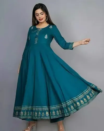 Women Embellished Rayon Anarkali Kurta