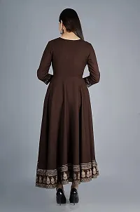 D S ENTERPRISES Women' Embroidered BORDER Rayon Anarkali Kurta|Gown for Women|Flared Kurta for Women (L, BROWN)-thumb3