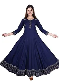 D S Enterprises Women Border Rayon Anarkali Kurta ||Flared Gown for Women|-thumb3