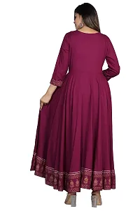 Women's Rayon Embroidered Anarkali Kurta|Gown for Women|Flared Kurta for Women Wine-thumb1