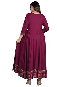 D S Enterprises Womens Border Embroidered Rayon Anarkali Kurta Gown/Embroidered Anarkali Kurta for Wedding/Solid Anarkali Kurta for Women/Flared Anarkali Gown for Women (S, Wine)-thumb3