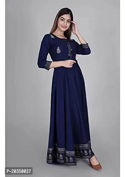 D S Enterprises Women Border Rayon Anarkali Kurta ||Flared Gown for Women|-thumb2