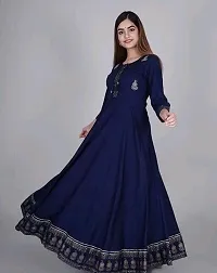 D S Enterprises Women Border Rayon Anarkali Kurta ||Flared Gown for Women|-thumb4