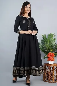 D S ENTERPRISES Women' Embroidered BORDER Rayon Anarkali Kurta|Gown for Women|Flared Kurta for Women (L, BLACK)-thumb4