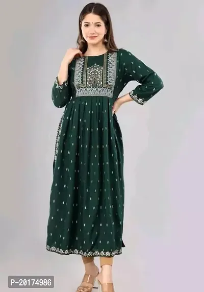 Stylish Rayon A-Line Stitched Kurta For Women-thumb0