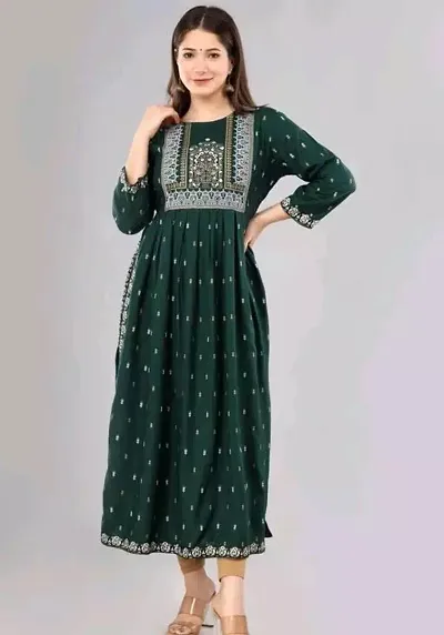 Rayon Self Design Kurtas For Women