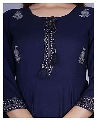 D S Enterprises Womens Border Embroidered Rayon Anarkali Kurta Gown/Embroidered Anarkali Kurta for Wedding/Solid Anarkali Kurta for Women/Flared Anarkali Gown for Women Blue-thumb4