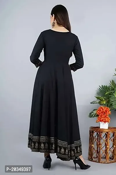 D S Enterprises Womens Border Embroidered Rayon Anarkali Kurta Gown/Embroidered Anarkali Kurta for Wedding/Solid Anarkali Kurta for Women/Flared Anarkali Gown for Women Brown-thumb3