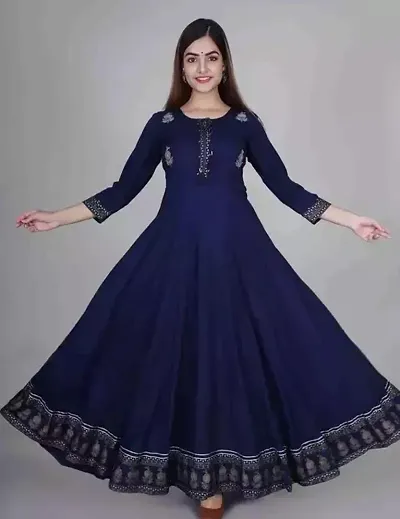 Stylish Rayon Printed Anarkali Kurti