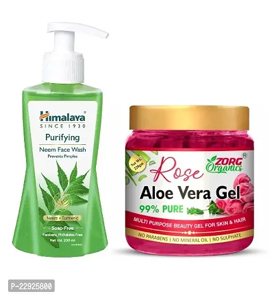 Himalaya Purifying Neem Face Wash Zorg Organics Rose Aloevera Gel