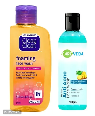 Clean  Clear foaming Face Wash  Careveda Anti Acne Face Wash