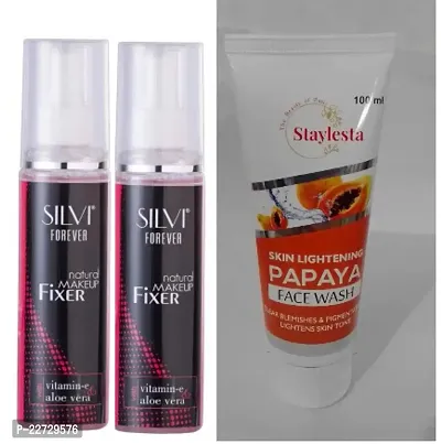 Silvi Makeup Fixer Combo  Staylesta Papaya Face wash-thumb0