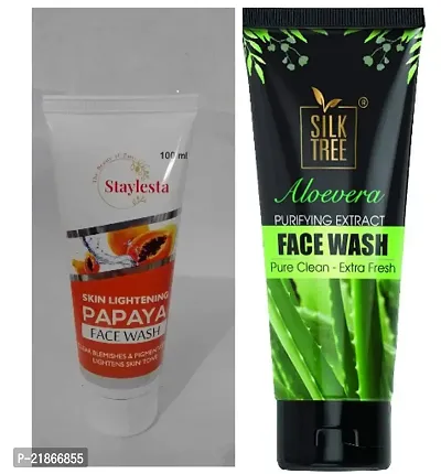 Staylesta PAPAYA FACE WASH  AND SILKTREE Aloevera FACE WASH PACK OF 2