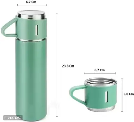 VACCUM FLASK SET,3 CUP SET GREEN-thumb3