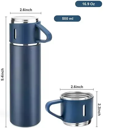 VACCUM FLASK SET,3 CUP SET BLUE